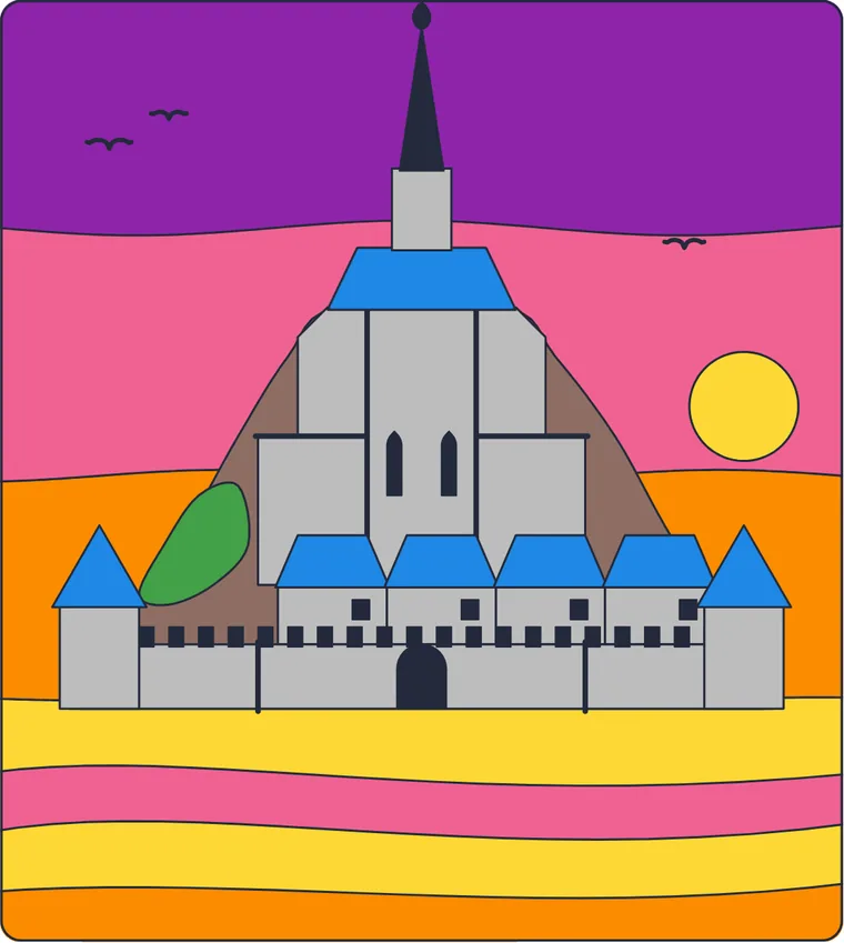 Le Mont-Saint-Michel : le dessin une fois colorié
