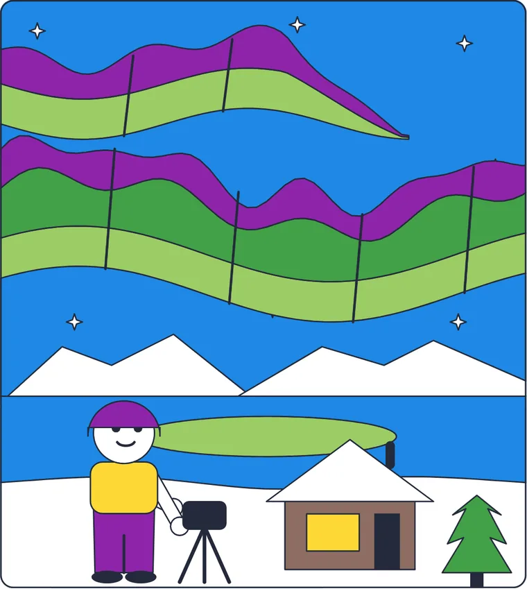 Les aurores boréales : le dessin une fois colorié