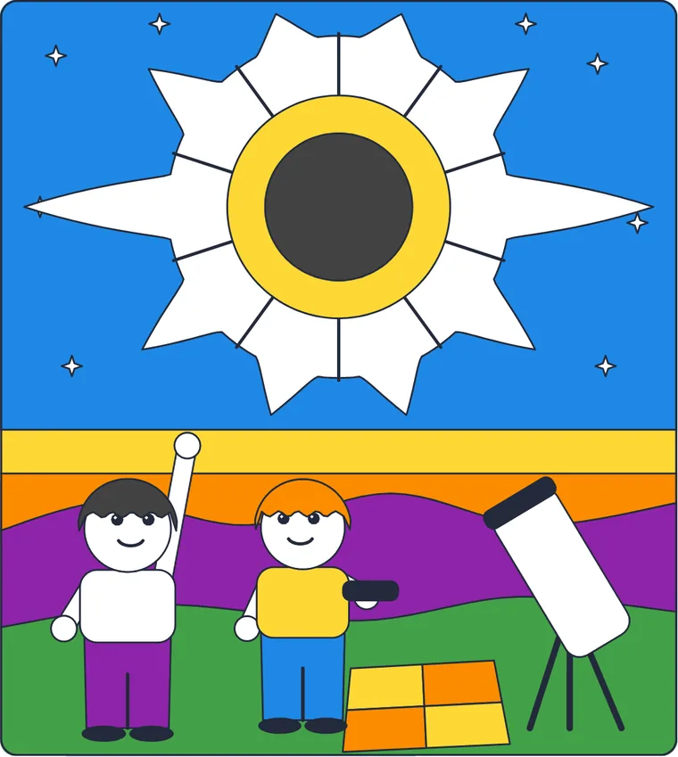 L'éclipse de Soleil : le dessin une fois colorié