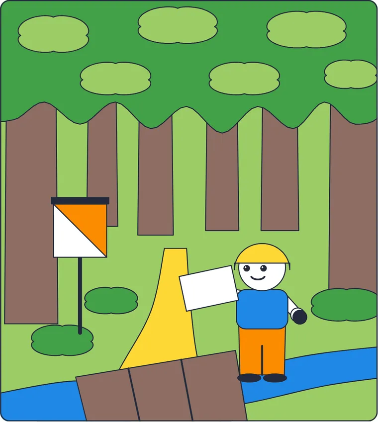 La course d'orientation : le dessin une fois colorié