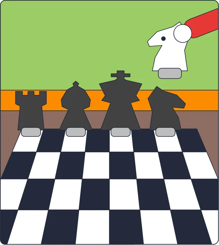 Le jeu d'échecs : le dessin une fois colorié