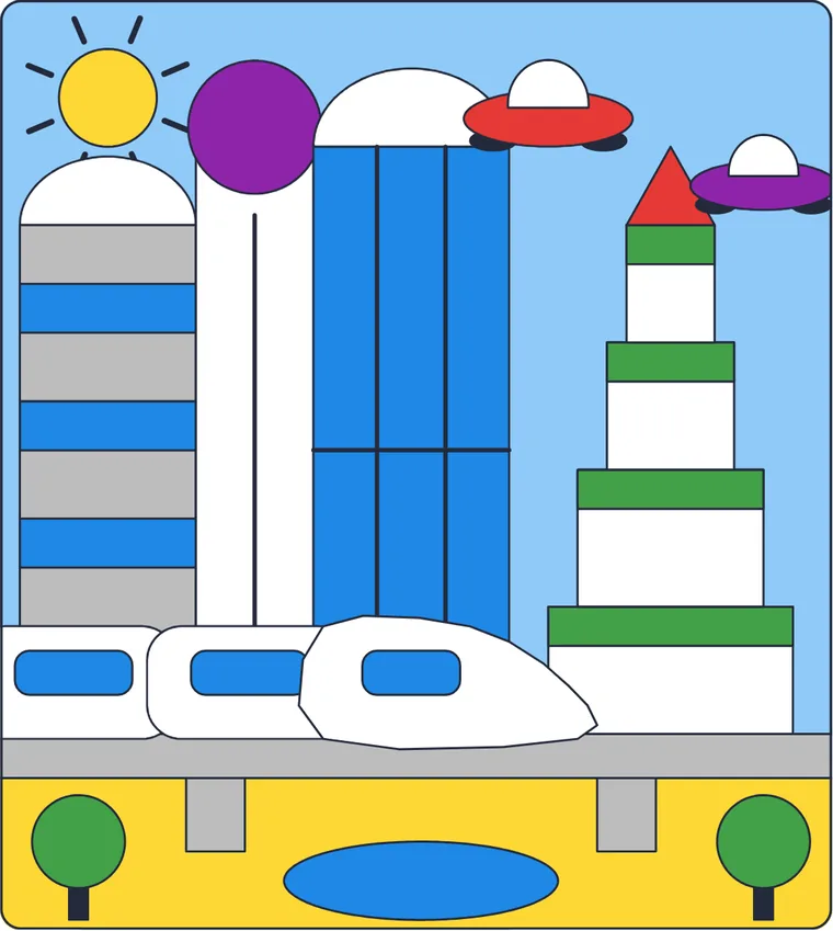 La ville du futur : le dessin une fois colorié