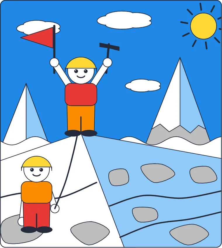 L'alpiniste au sommet : le dessin une fois colorié