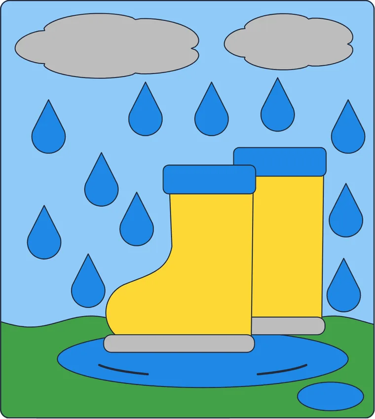 Les bottes de pluie : le dessin une fois colorié
