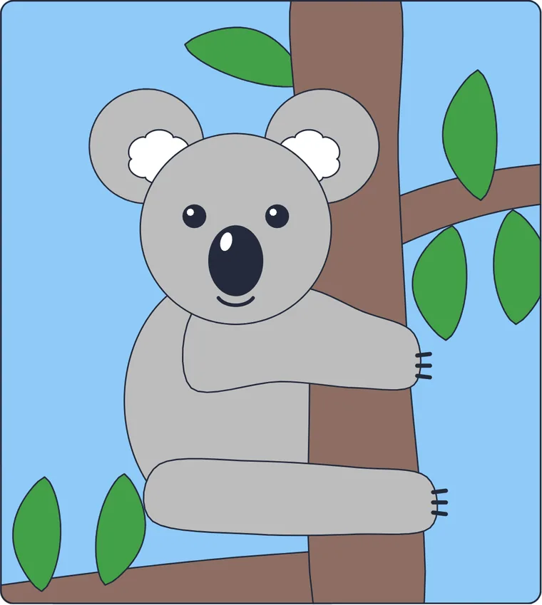 Le koala : le dessin une fois colorié