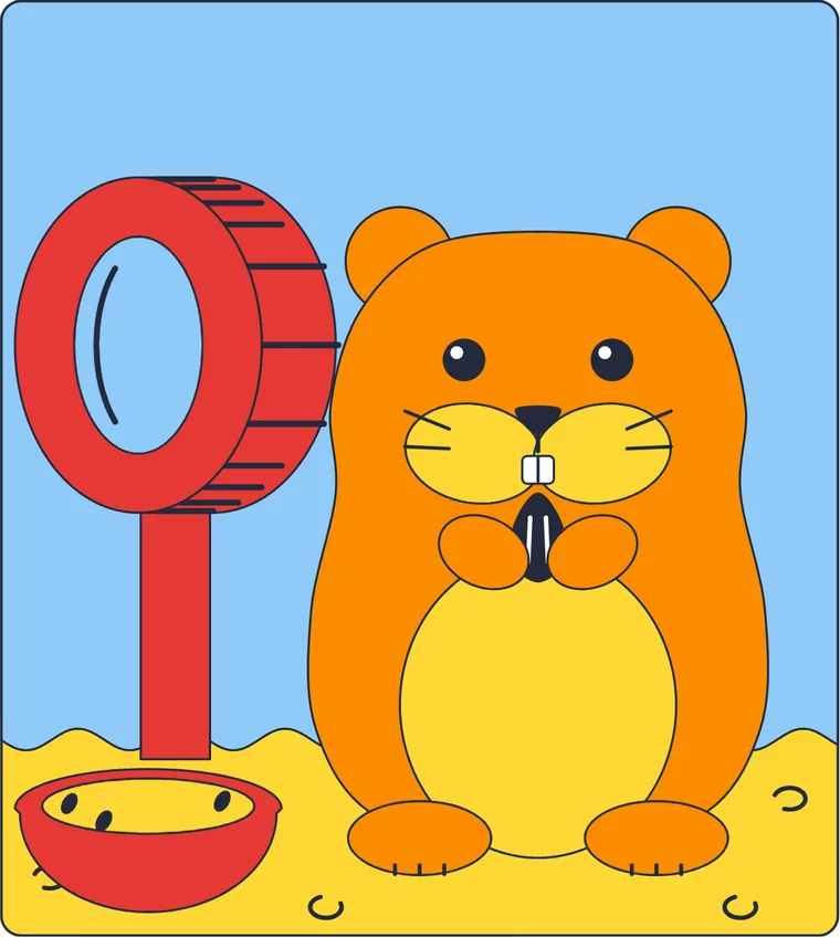 Le hamster : le dessin une fois colorié