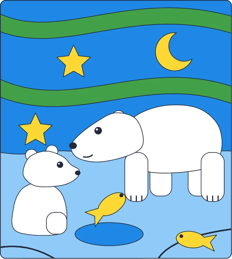 L'ours polaire : le dessin une fois colorié