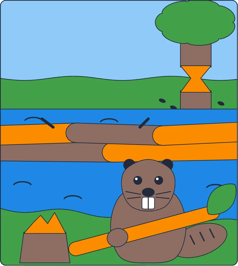 Le castor : le dessin une fois colorié
