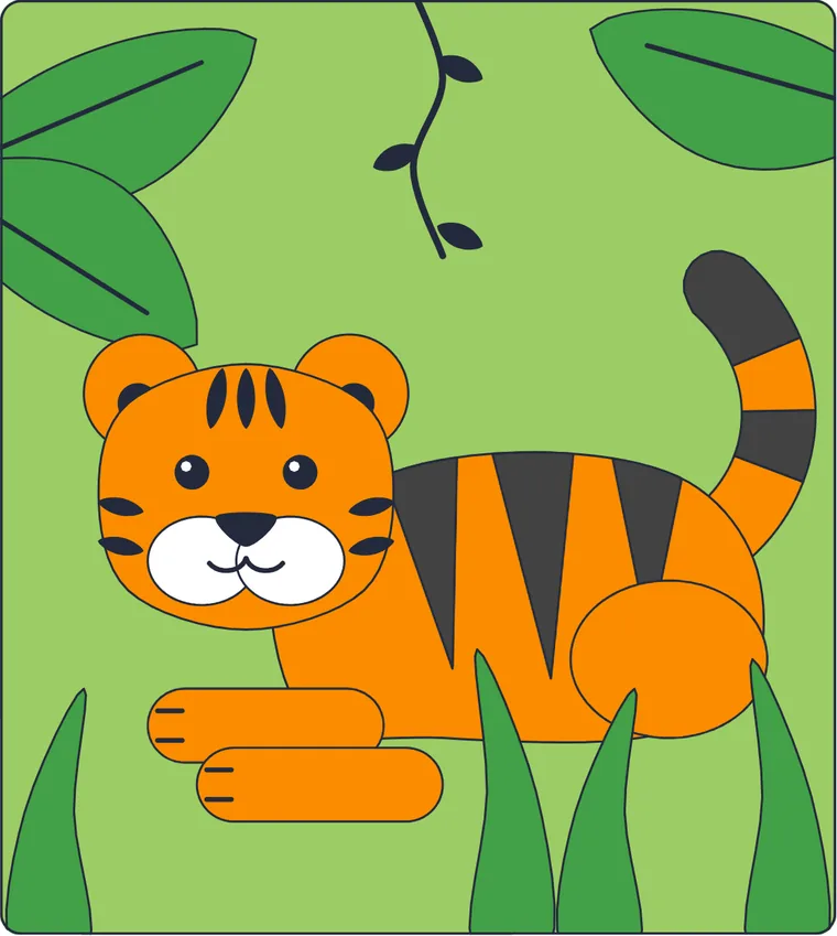 Le tigre : le dessin une fois colorié
