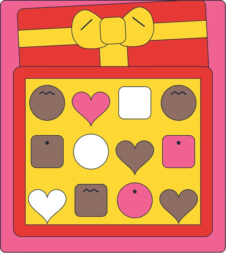 La boîte de chocolats : le dessin une fois colorié