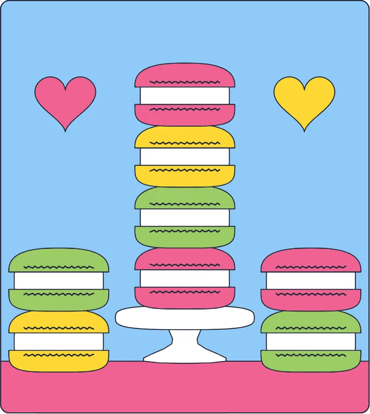 Les macarons : le dessin une fois colorié