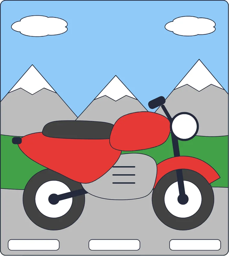 La moto : le dessin une fois colorié