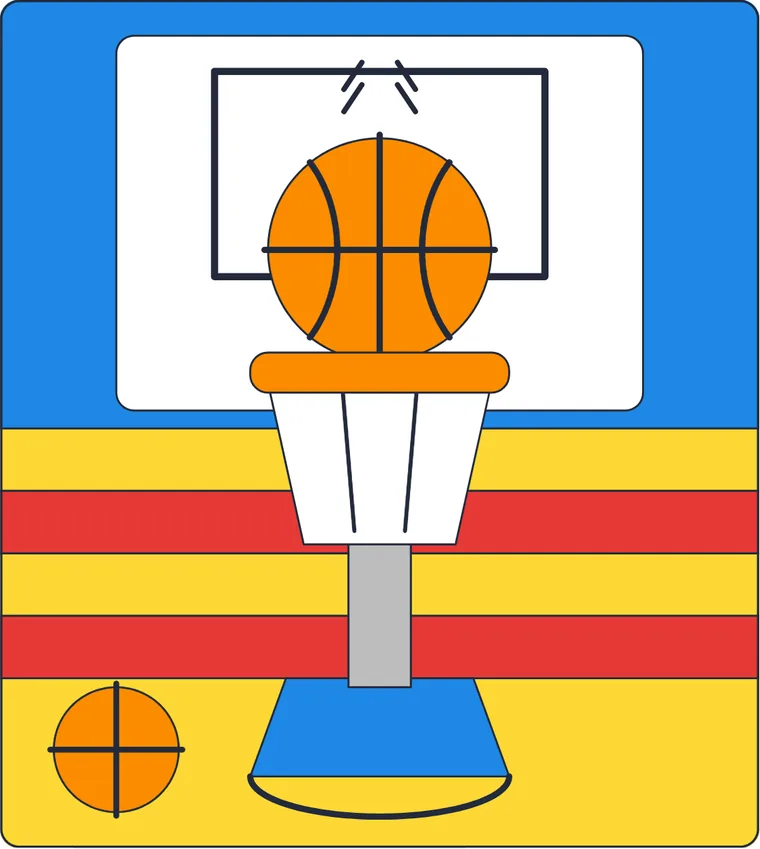 Le basket : le dessin une fois colorié