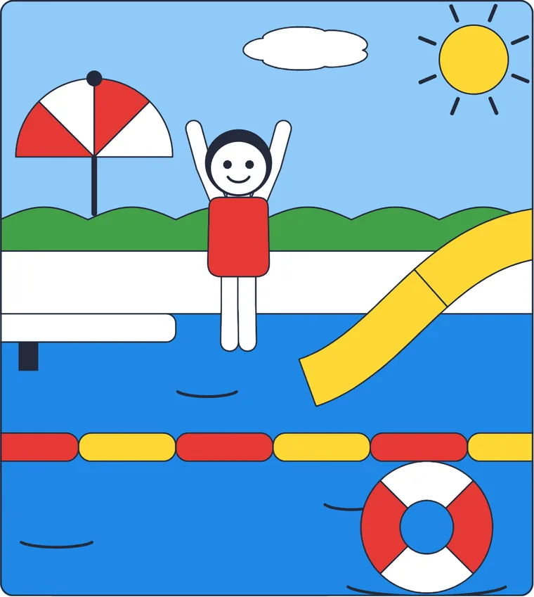 La piscine : le dessin une fois colorié