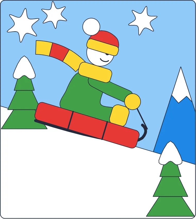 La luge : le dessin une fois colorié