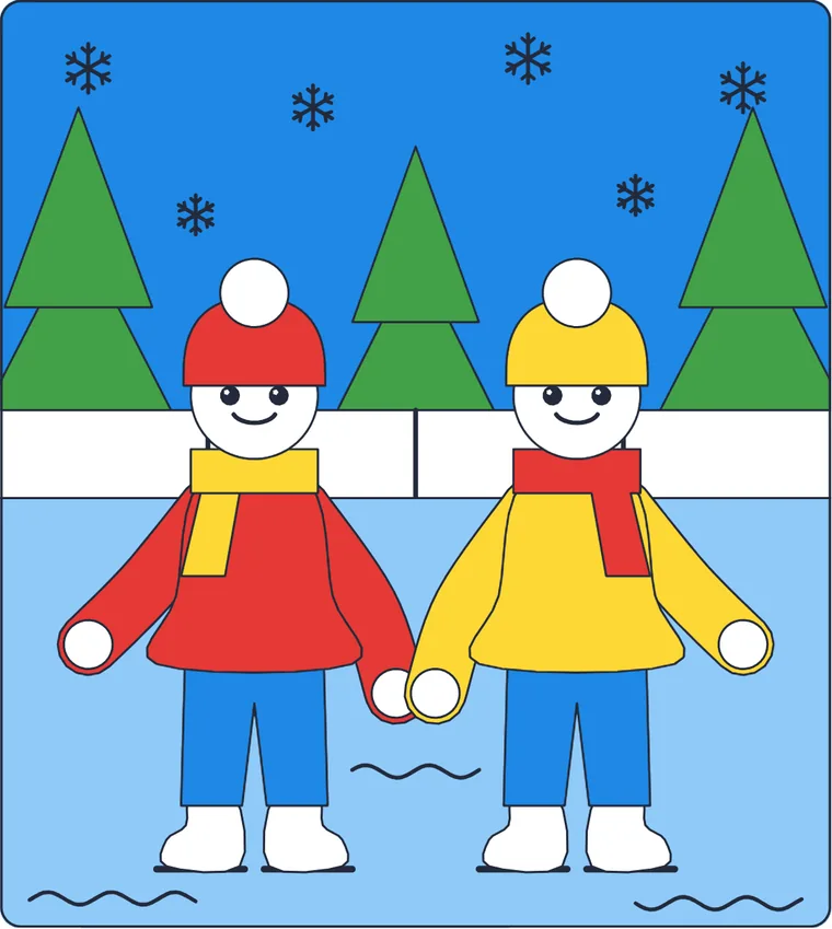 La patinoire : le dessin une fois colorié