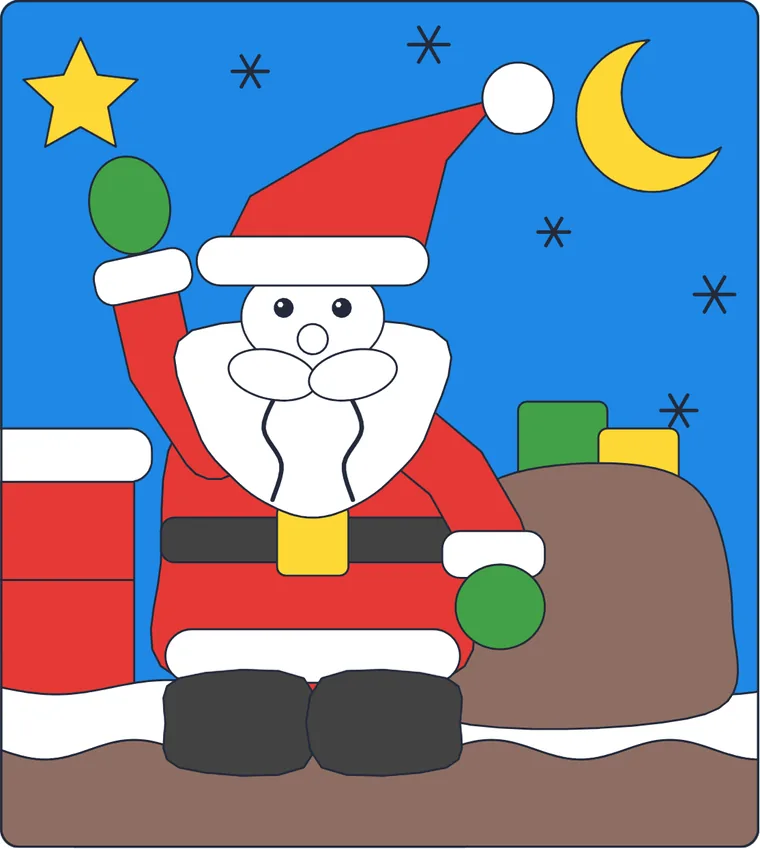 Le Père Noël : le dessin une fois colorié
