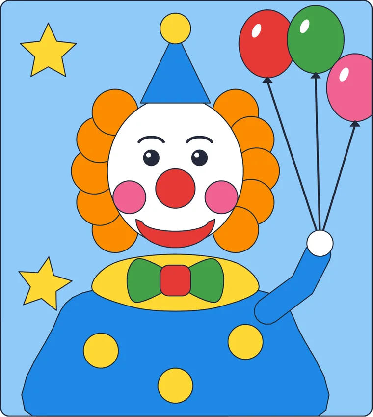 Le clown : le dessin une fois colorié