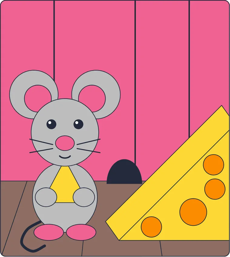La souris et le fromage : le dessin une fois colorié