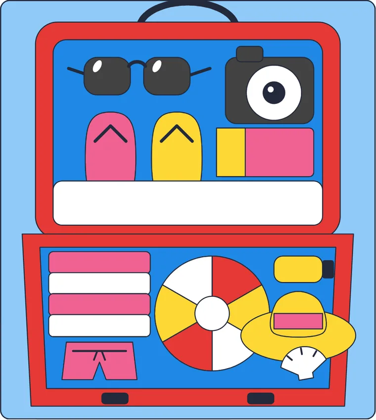 La valise de vacances : le dessin une fois colorié