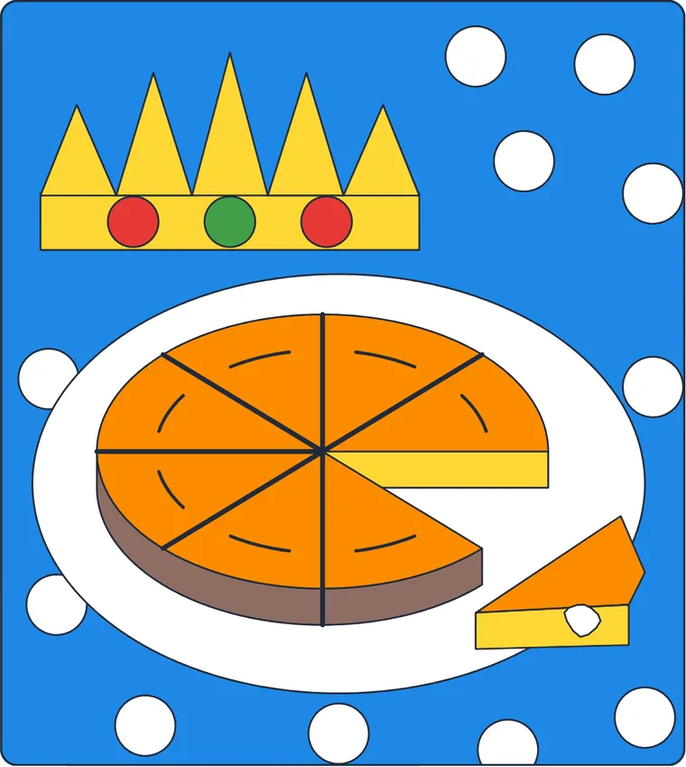 La galette des rois : le dessin une fois colorié