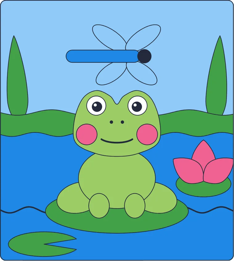 La grenouille : le dessin une fois colorié
