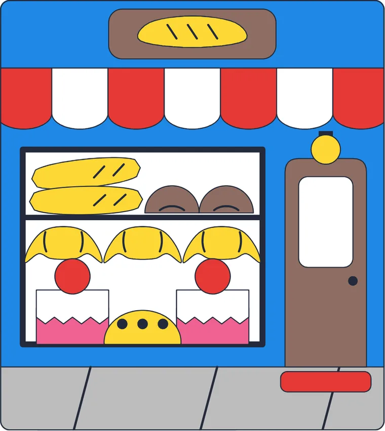 La boulangerie : le dessin une fois colorié