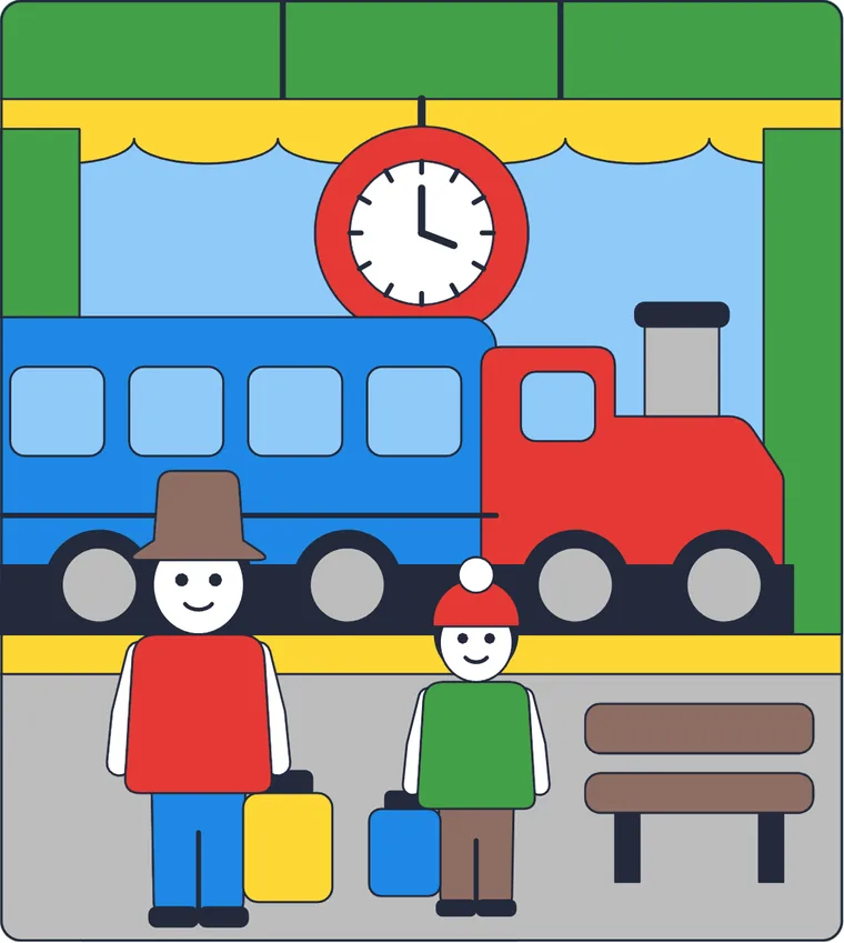 La gare : le dessin une fois colorié