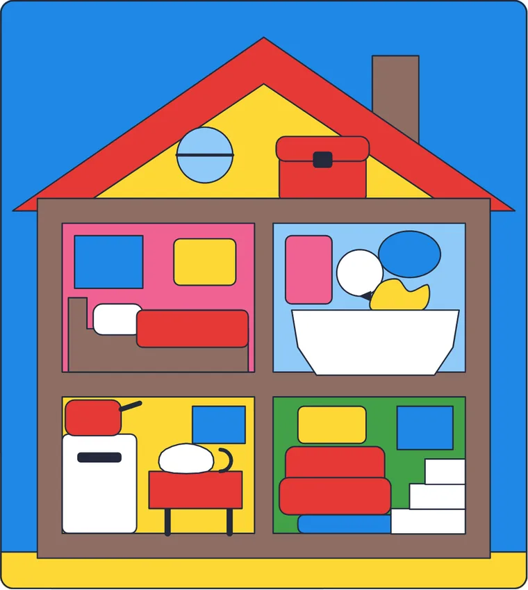 La maison de poupée : le dessin une fois colorié