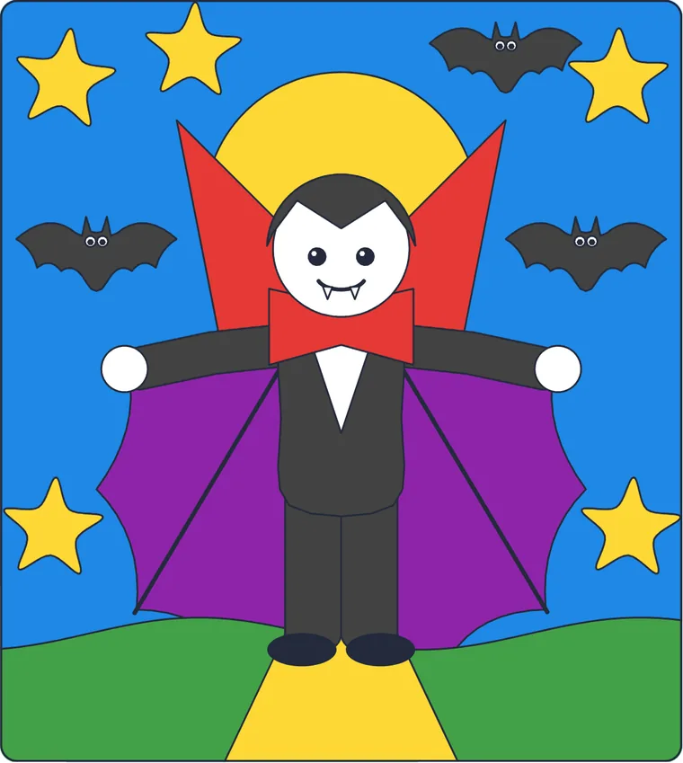Le petit vampire : le dessin une fois colorié