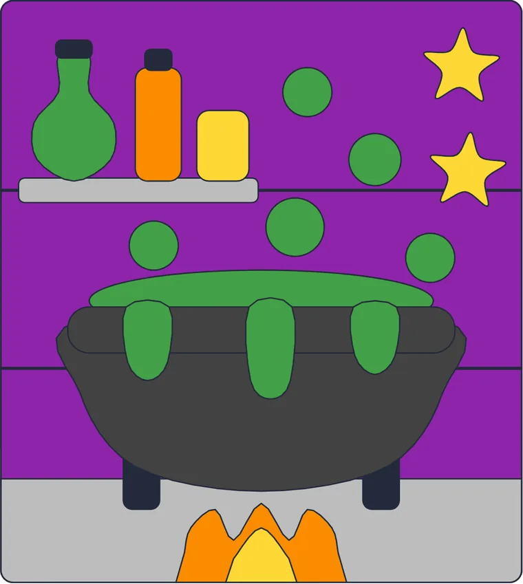 La potion de la sorcière : le dessin une fois colorié