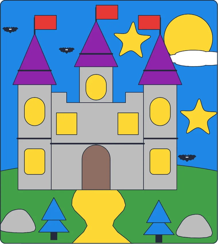 Le château du vampire : le dessin une fois colorié