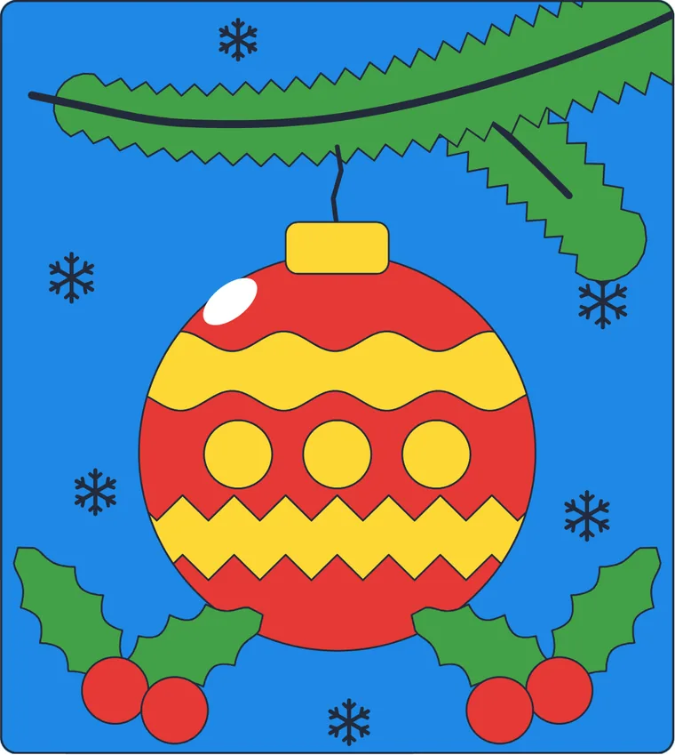 La boule de Noël : le dessin une fois colorié