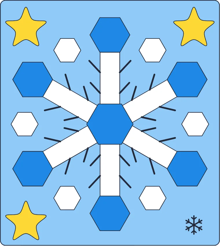 Le flocon de neige : le dessin une fois colorié