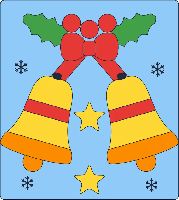 Les cloches de Noël : le dessin une fois colorié