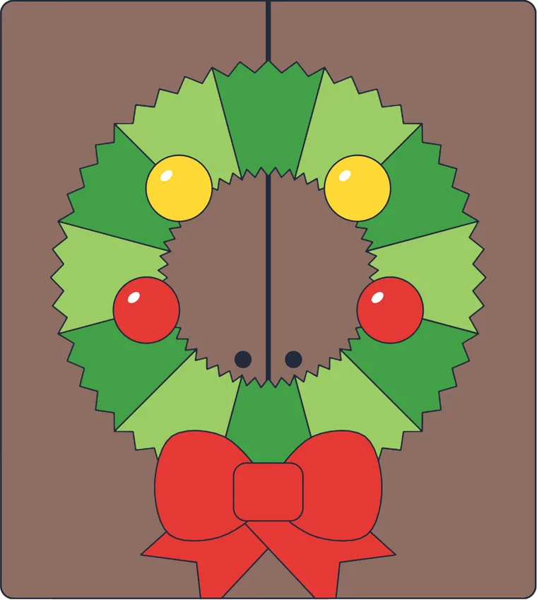 La couronne de Noël : le dessin une fois colorié