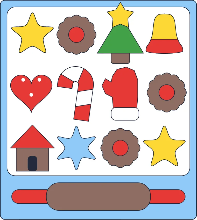 Les biscuits de Noël : le dessin une fois colorié