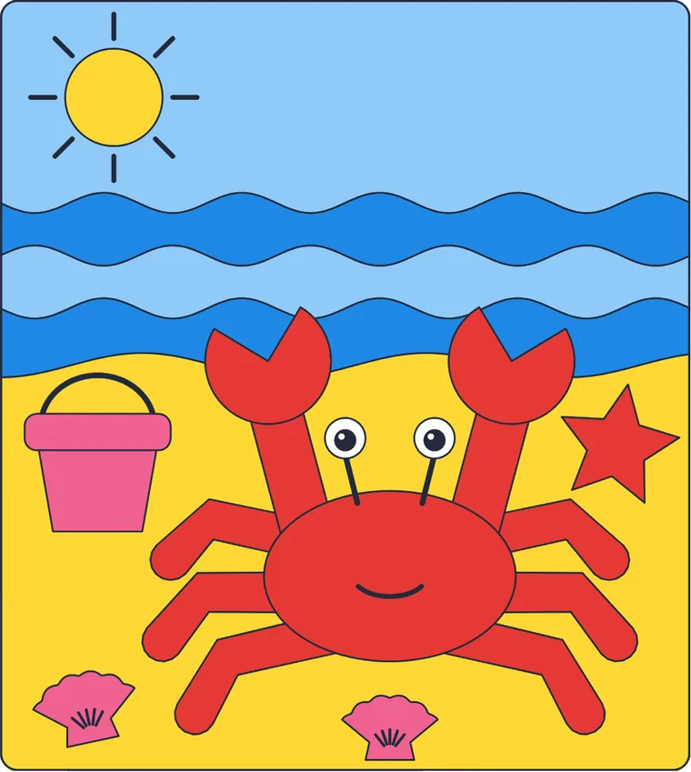 Le crabe : le dessin une fois colorié
