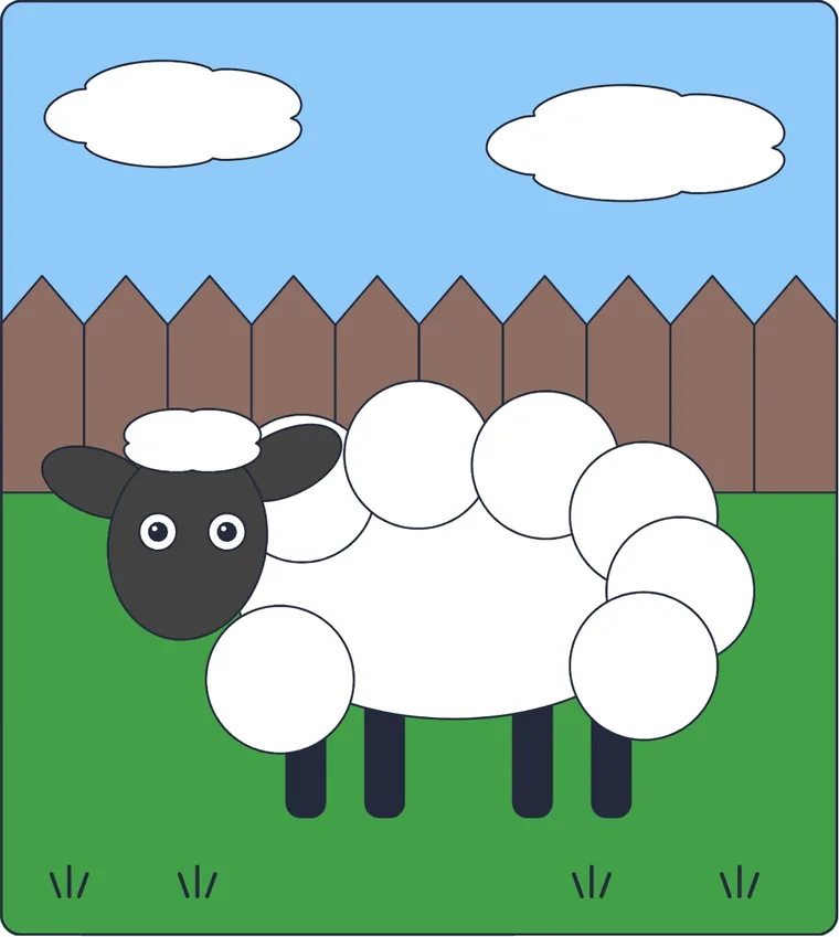 Le mouton : le dessin une fois colorié