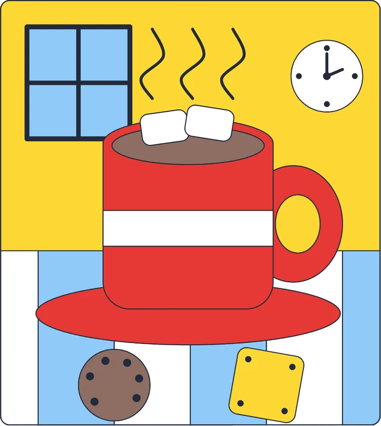 La tasse de chocolat : le dessin une fois colorié