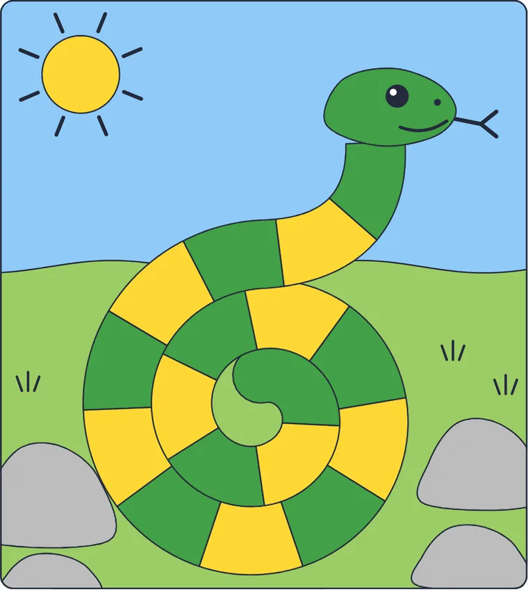 Le serpent : le dessin une fois colorié