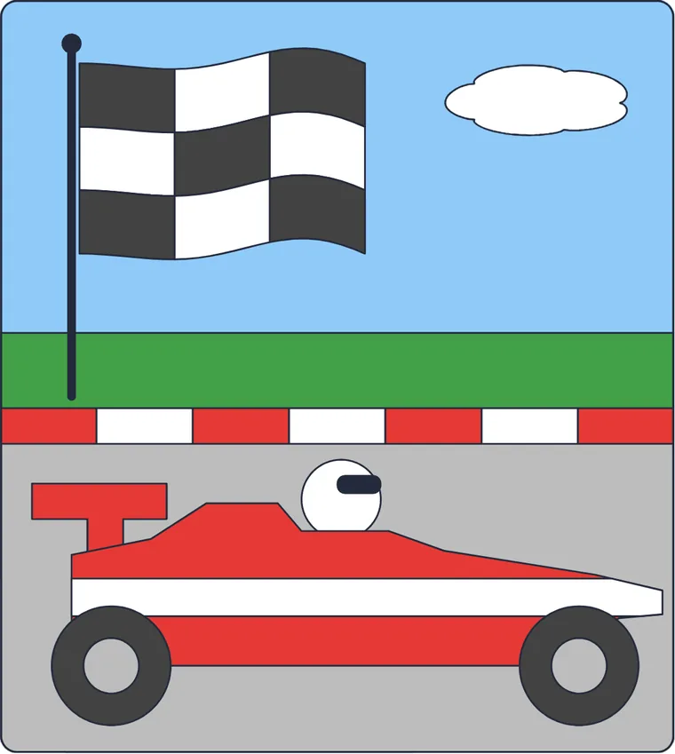 La voiture de course : le dessin une fois colorié