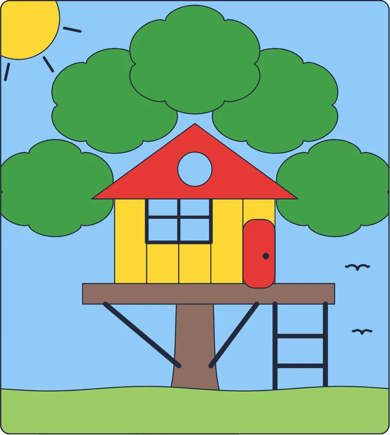 La cabane dans l'arbre : le dessin une fois colorié
