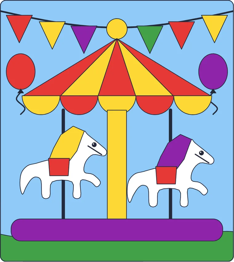 Le manège : le dessin une fois colorié