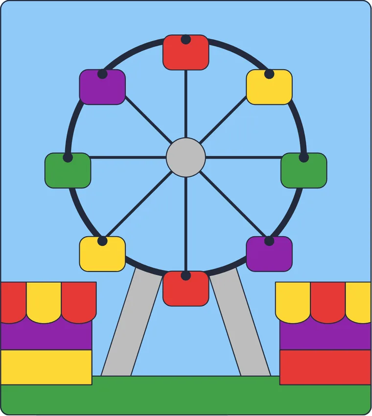 La grande roue : le dessin une fois colorié