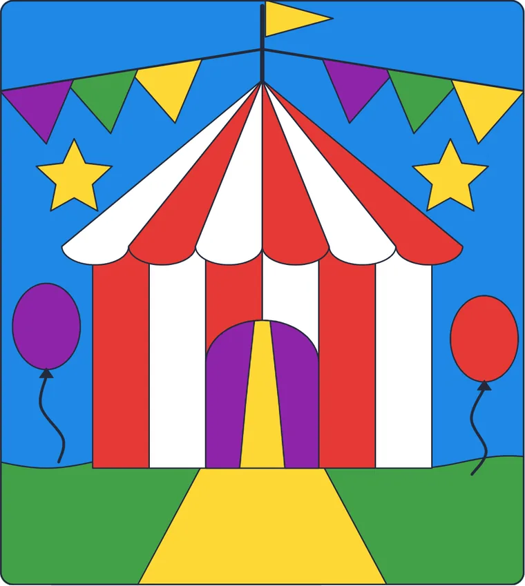 Le cirque : le dessin une fois colorié