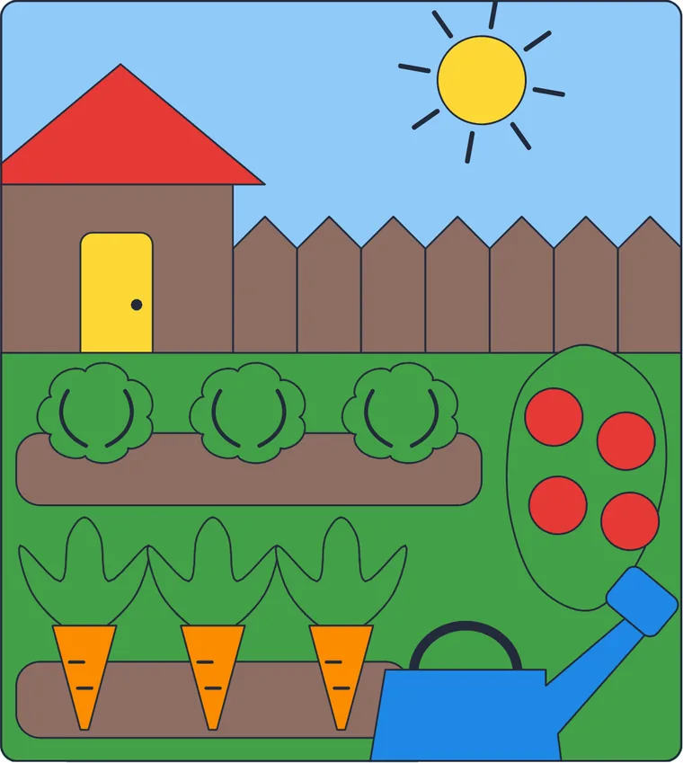 Le jardin potager : le dessin une fois colorié