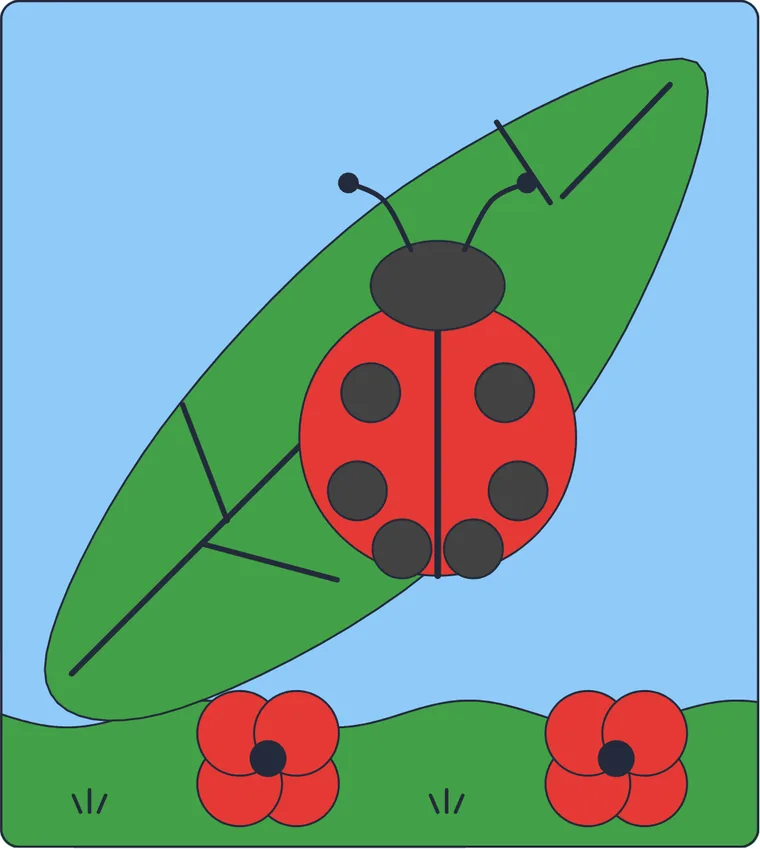 La coccinelle : le dessin une fois colorié