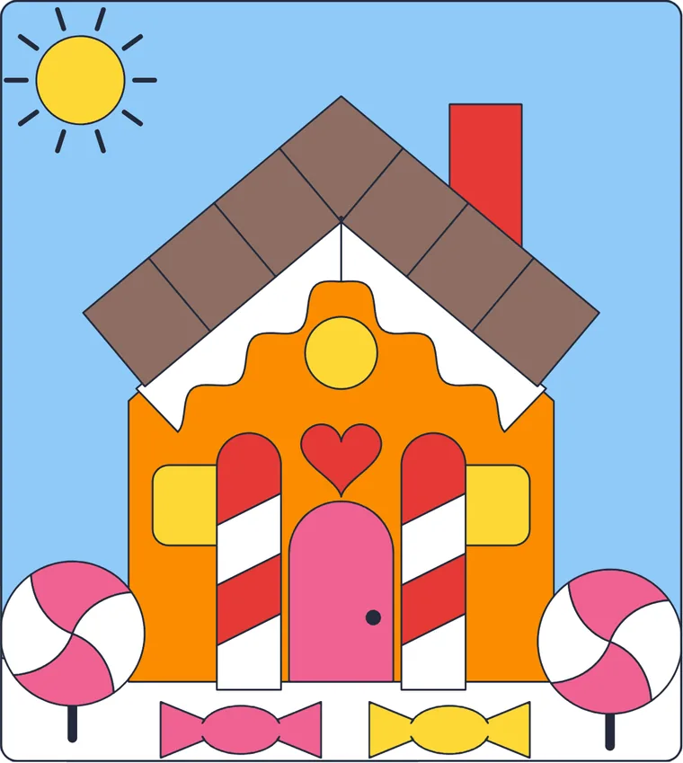 La maison en bonbons : le dessin une fois colorié