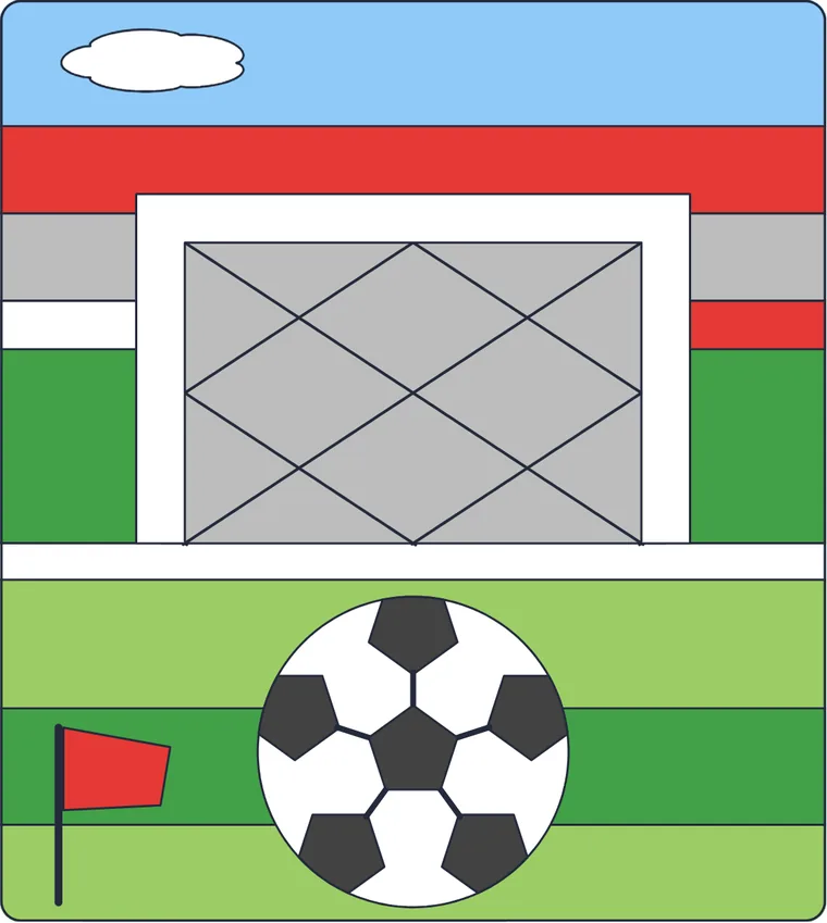 Le match de football : le dessin une fois colorié